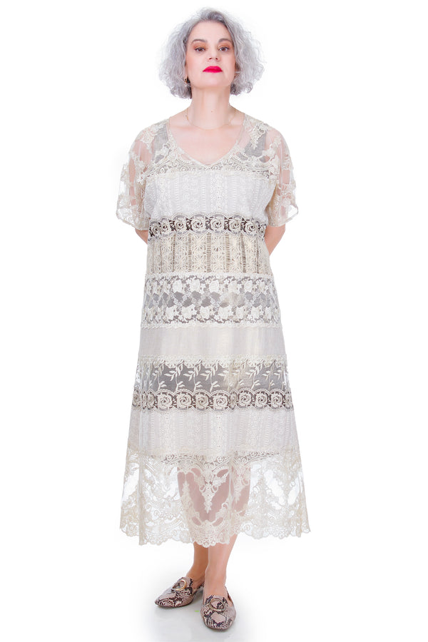 Rochie dantela si bumbac  Liza Panait Liza Panait Online Boutique